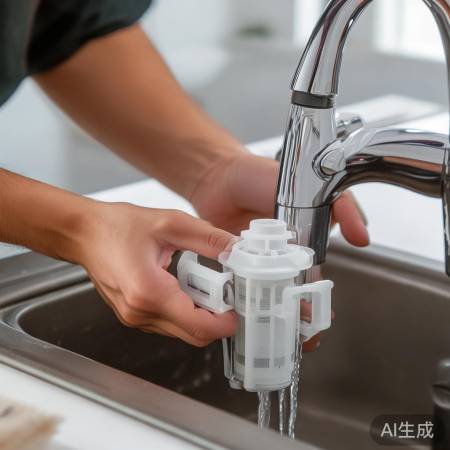 “轻拉滤芯,纸巾备用”