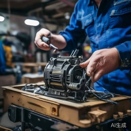 安装新电机，拧紧螺丝