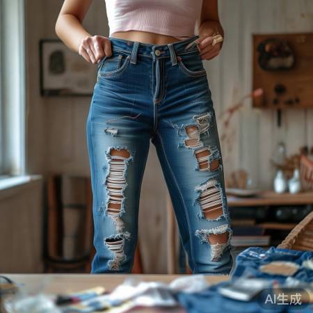 破洞牛仔裤，个性新生